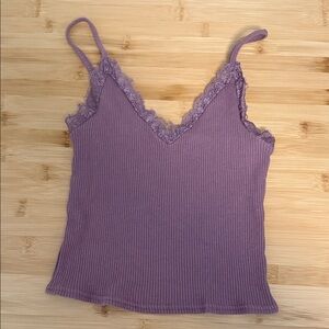 Urban Outfitters Size Extra Small XS Purple Lace Trim Ribbed Women's Teen Top